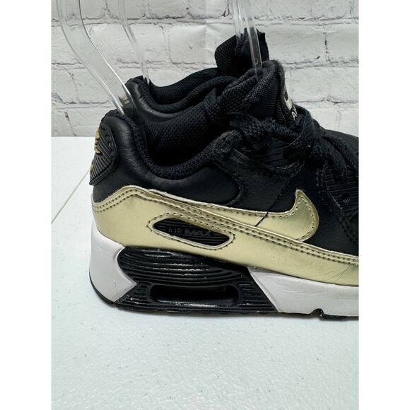 Toddler Nike Air Max 90 LTR sneakers size 11c black and gold - Picture 6 of 11